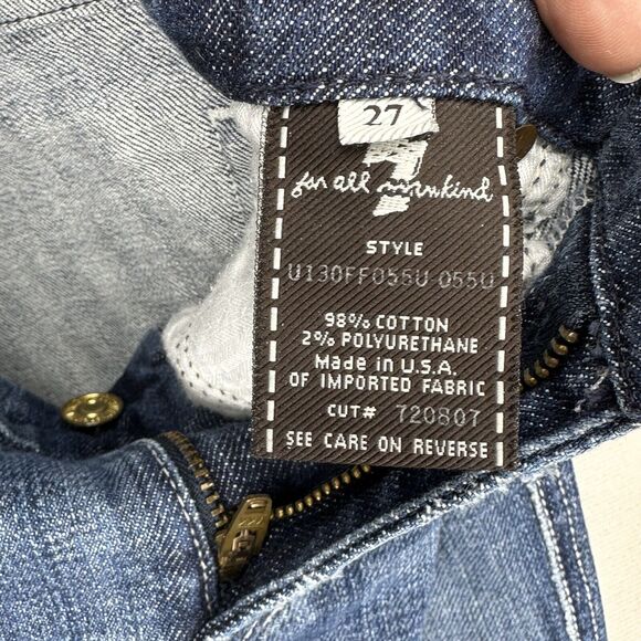 7 for All Mankind Jeans A Pocket Flip Flop Flared Womens Sz 27 (31”x 30.5”) Blue - Picture 15 of 16